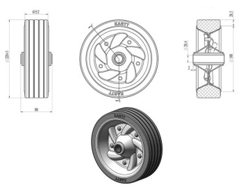 Kartt Replacement Ultimate Caravan Trailer Jockey Wheel 220 x 65mm for KJW4809W & KJW4809W