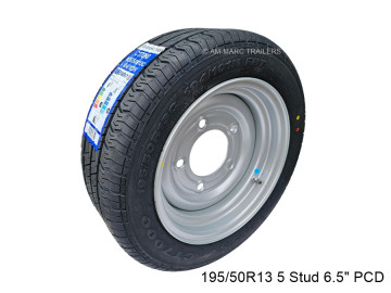 195/50R13 Wheel & Tyre 5 Stud 6.5 Inch PCD 104/101N Trailer